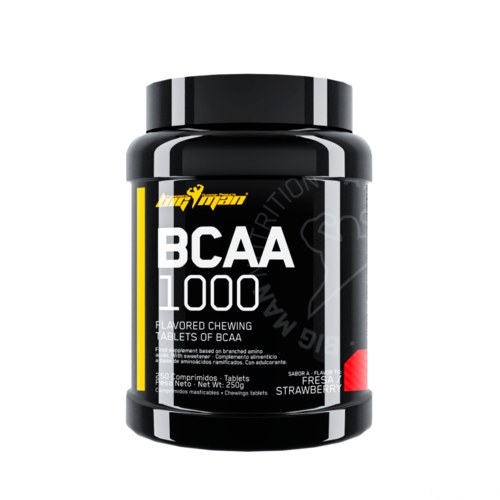 Aminoacidos BigMan Nutrition BCAA 1000 Masticables Sabor Fresa